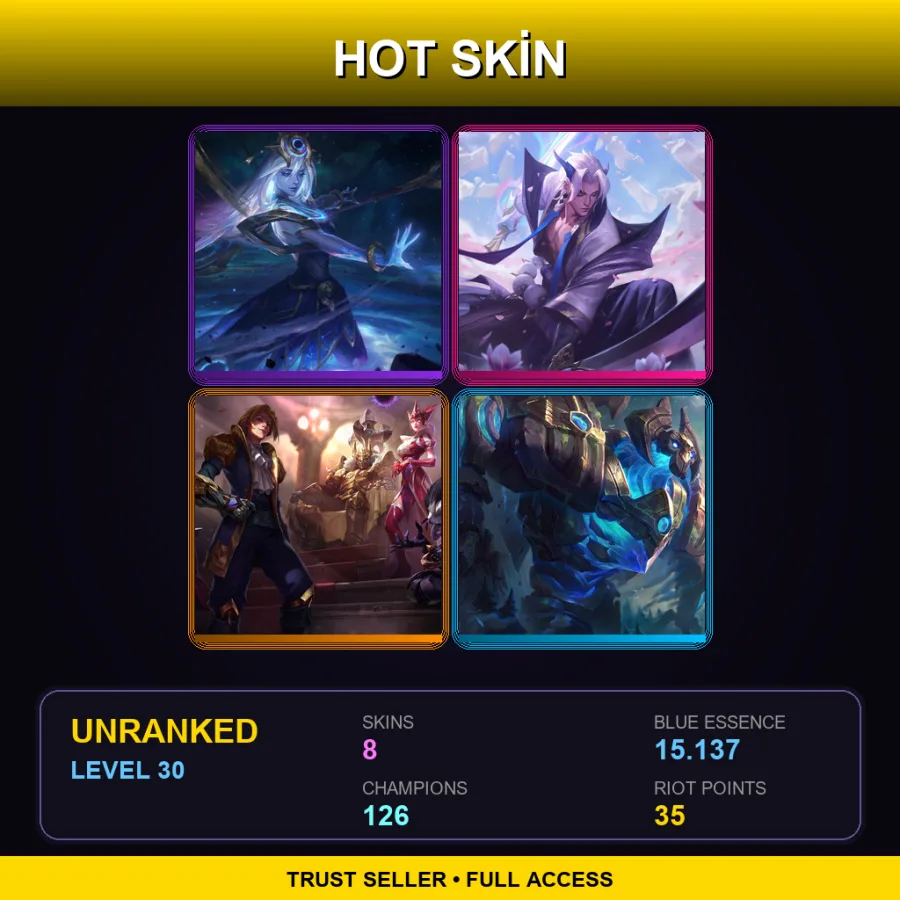 SG | Lv30 | Unranked | 8 Skin | 126 Champ