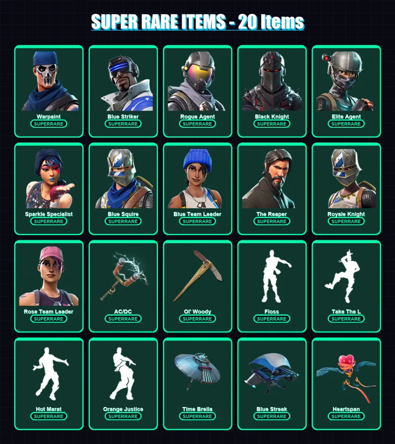 [PS4/PS5/XBOX/PC] | Warpaint | Blue Striker | Rogue Agent | Black Knight | Elite Agent | 52 skin | 57 pickaxe | 75 emote | 61 glider | Lv1015 — Fortnite account