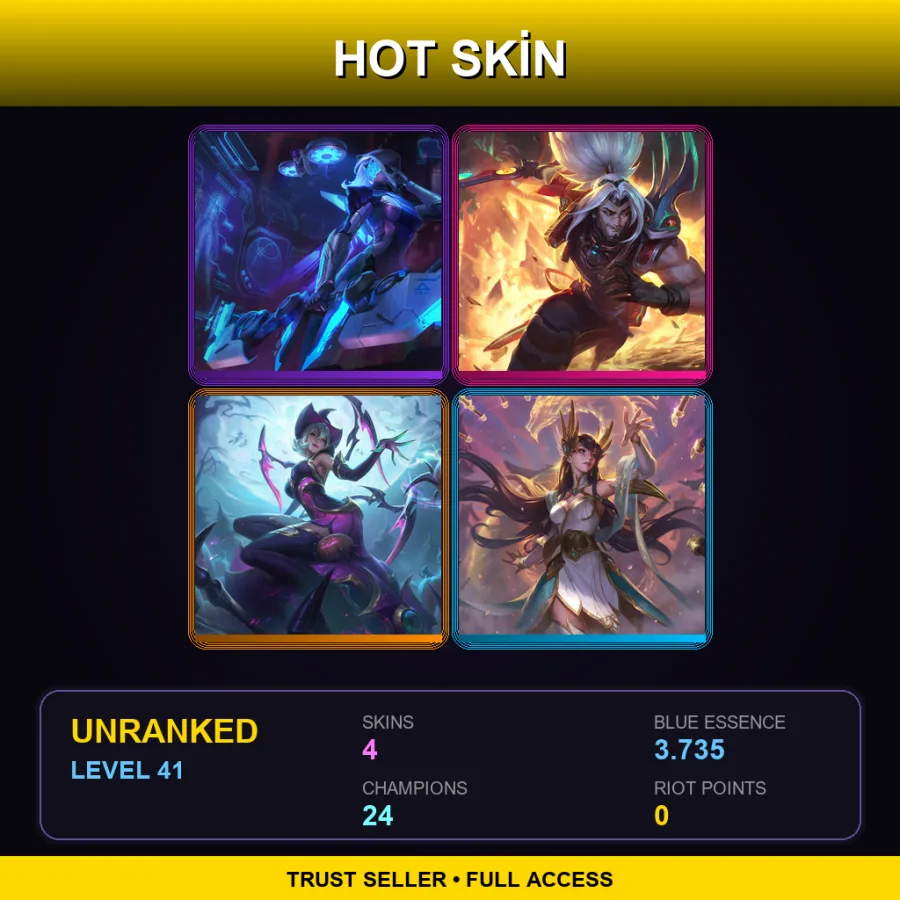 LAN | Lv41 | Unranked | 4 Skin | 24 Champ — LoL account