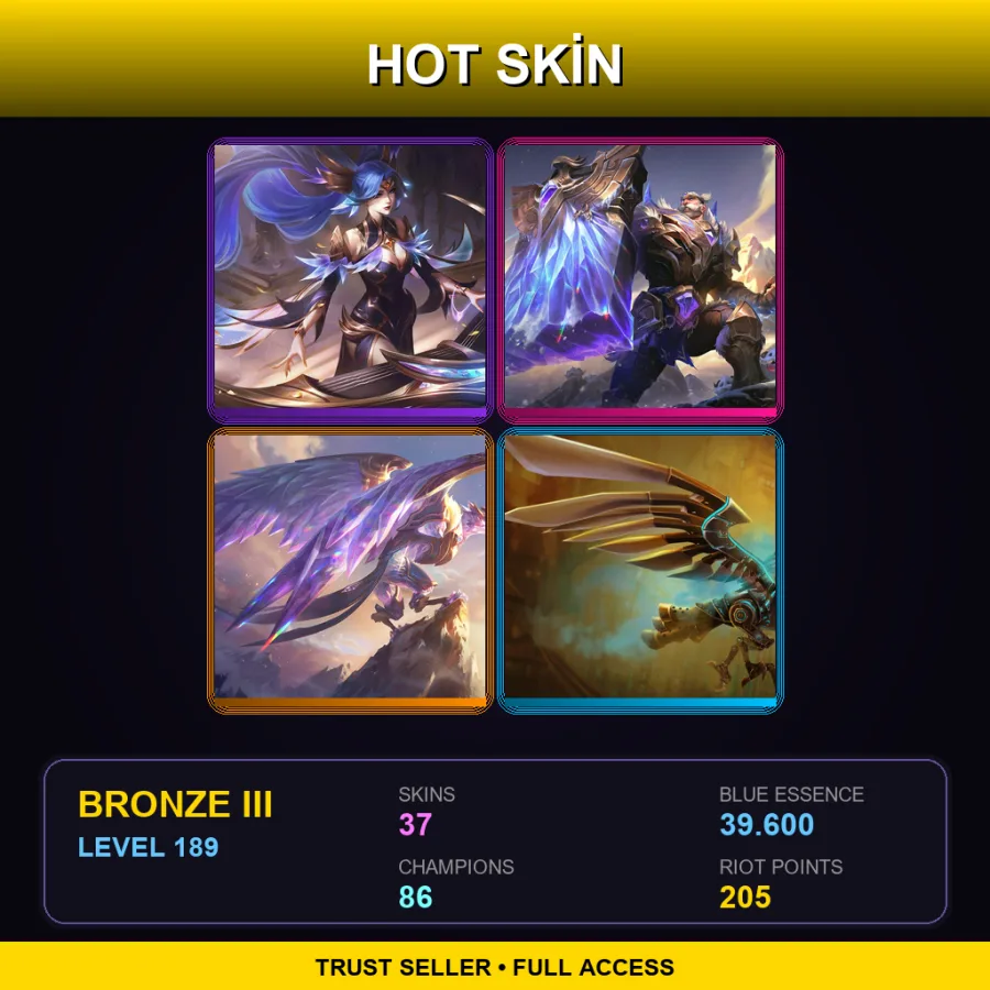 ME | Lv189 | Bronze III | 37 Skin | 86 Champ