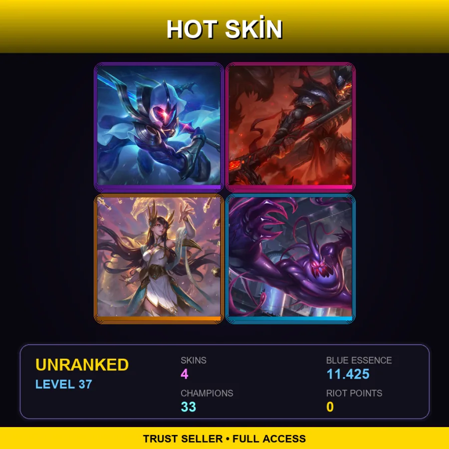 NA | Lv37 | Unranked | 4 Skin | 33 Champ — LoL account