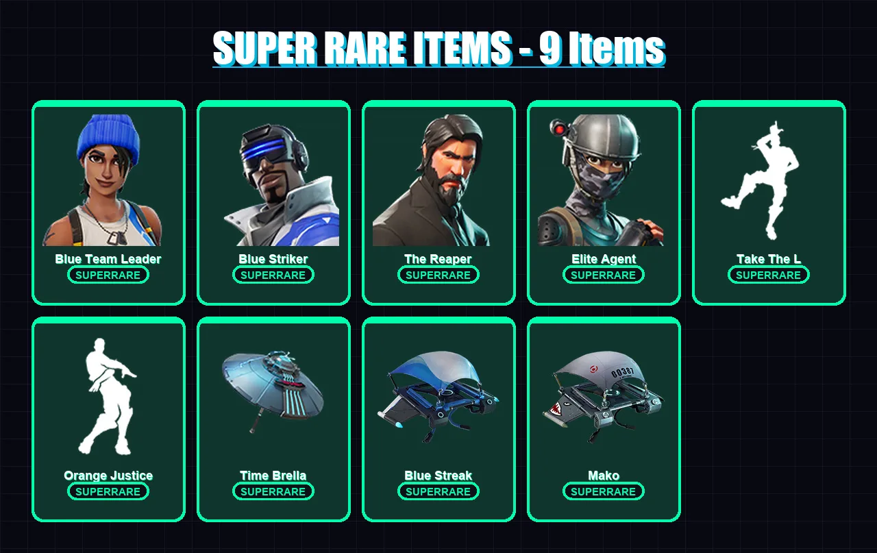 [PS4/PS5/XBOX/PC] | Blue Team Leader | Blue Striker | The Reaper | Elite Agent | The Visitor | 29 skin | 30 pickaxe | 34 emote | 36 glider | Lv524 — Fortnite account