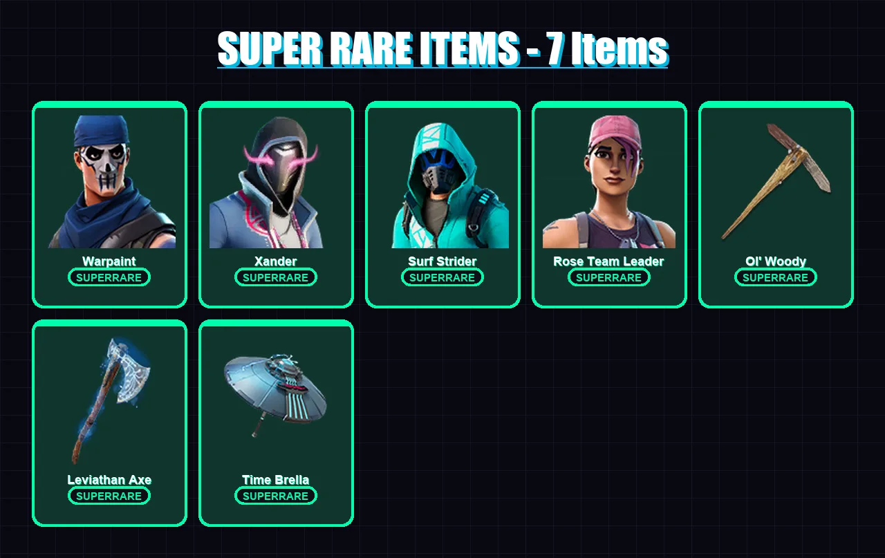 [PC/XBOX] | Warpaint | Xander | Surf Strider | Rose Team Leader | Sentinel | 163 skin | 174 pickaxe | 135 emote | 158 glider | Lv2719