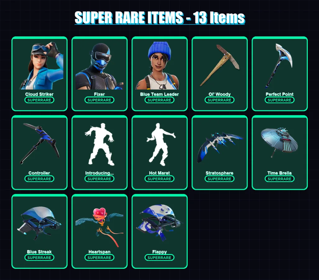 [PC/XBOX/PSN] | Cloud Striker | Fixer | Blue Team Leader | Gear Specialist Maya | Frostbite | 73 skin | 100 pickaxe | 93 emote | 110 glider | Lv1493
