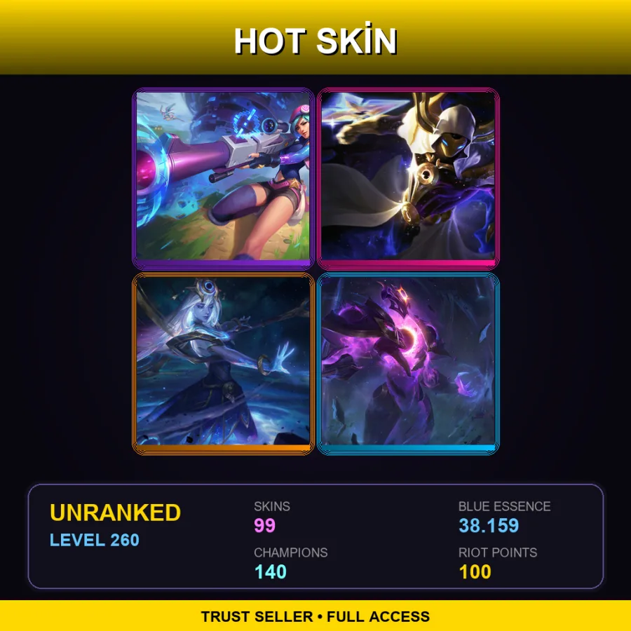 LAS | Lv260 | Unranked | 99 Skin | 140 Champ — LoL account