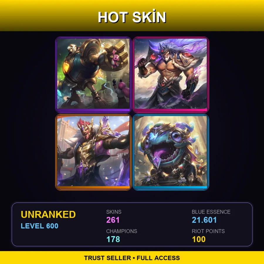 EUW | Lv600 | Unranked | 261 Skin | 178 Champ