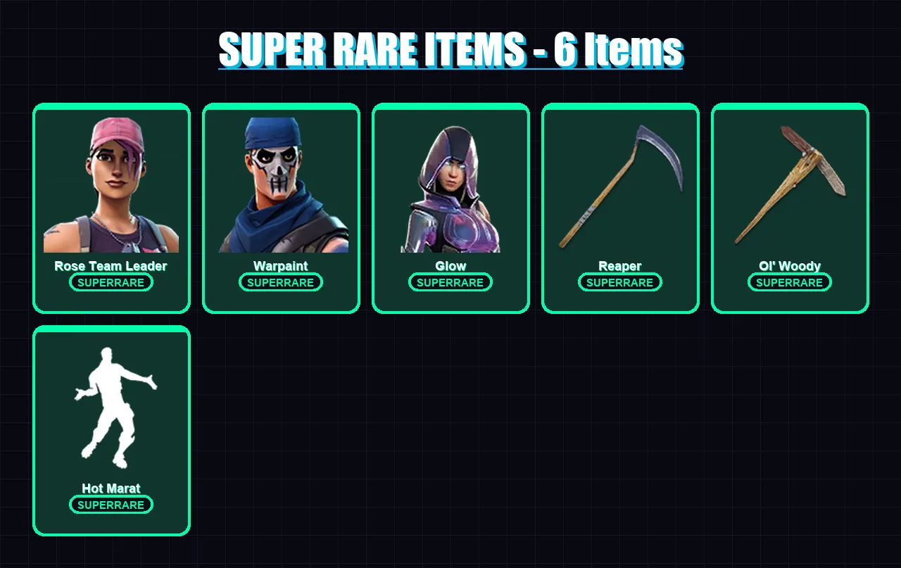 [PC] | Rose Team Leader | Warpaint | Glow | Frozen Raven | The Foundation | 61 skin | 72 pickaxe | 75 emote | 76 glider | Lv1025
