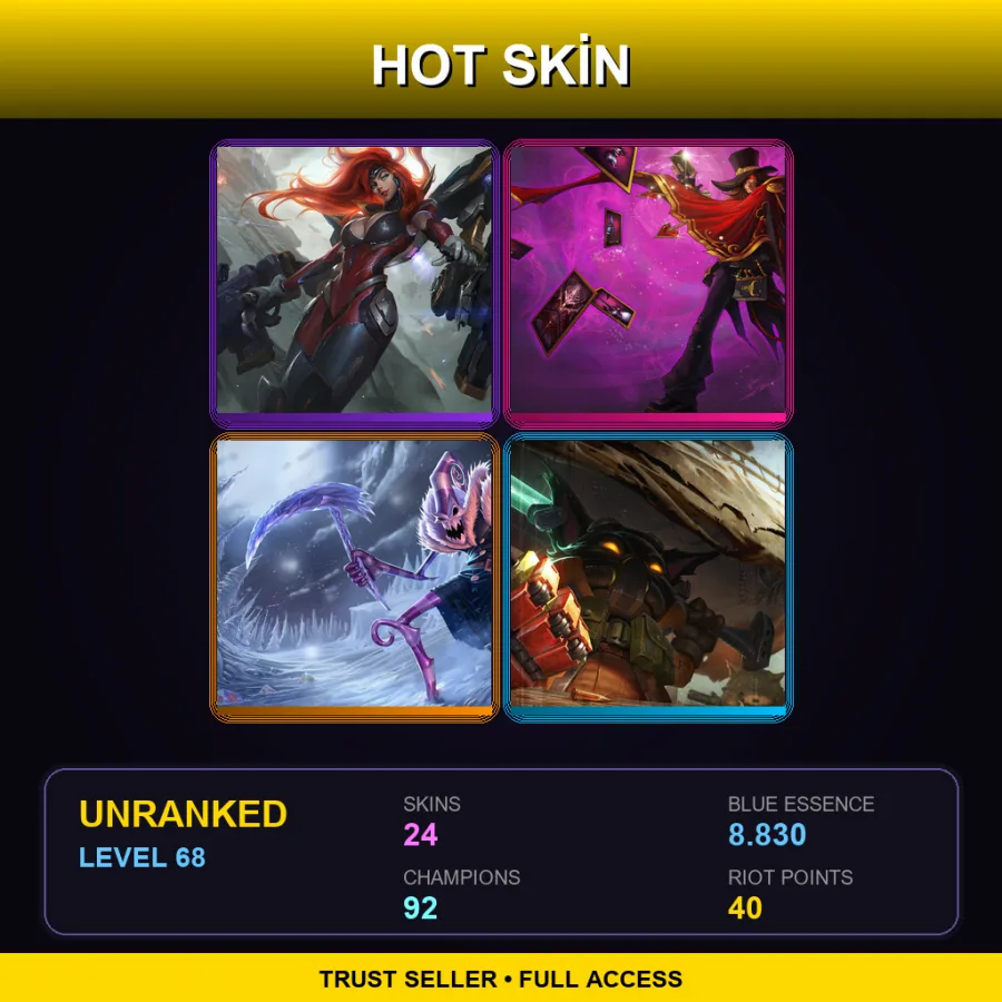 EUW | Lv68 | Unranked | 24 Skin | 92 Champ