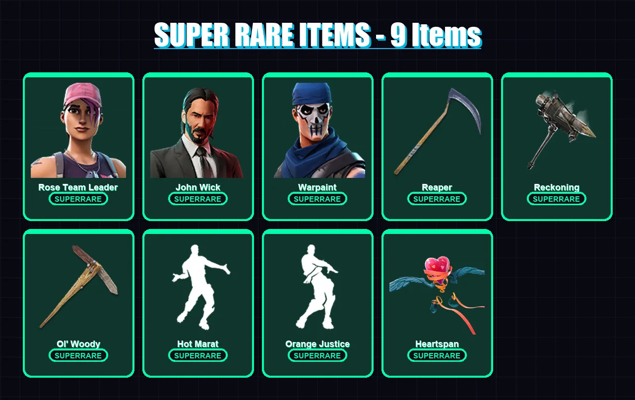 [PC/XBOX/PSN] | Rose Team Leader | John Wick | Warpaint | Inferno | Mizuki | 174 skin | 167 pickaxe | 151 emote | 109 glider | Lv1618 — Fortnite account