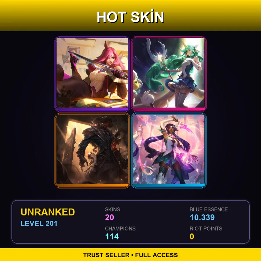 LAS | Lv201 | Unranked | 20 Skin | 114 Champ — LoL account