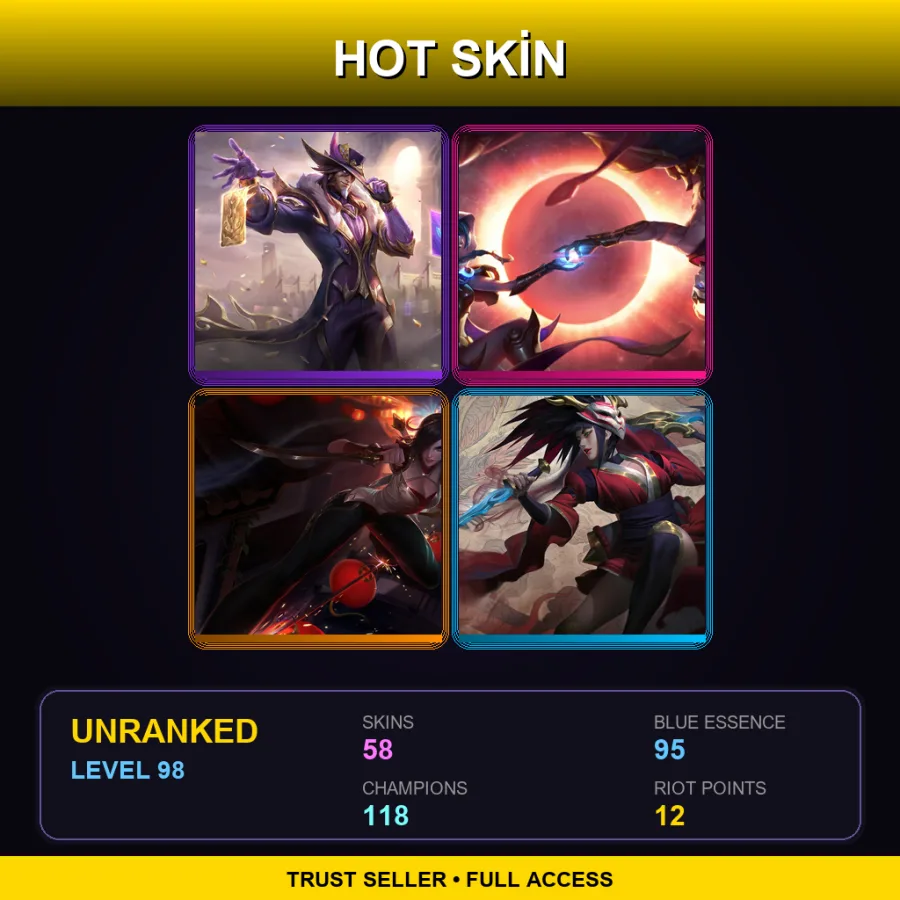 TR | Lv98 | Unranked | 58 Skin | 118 Champ