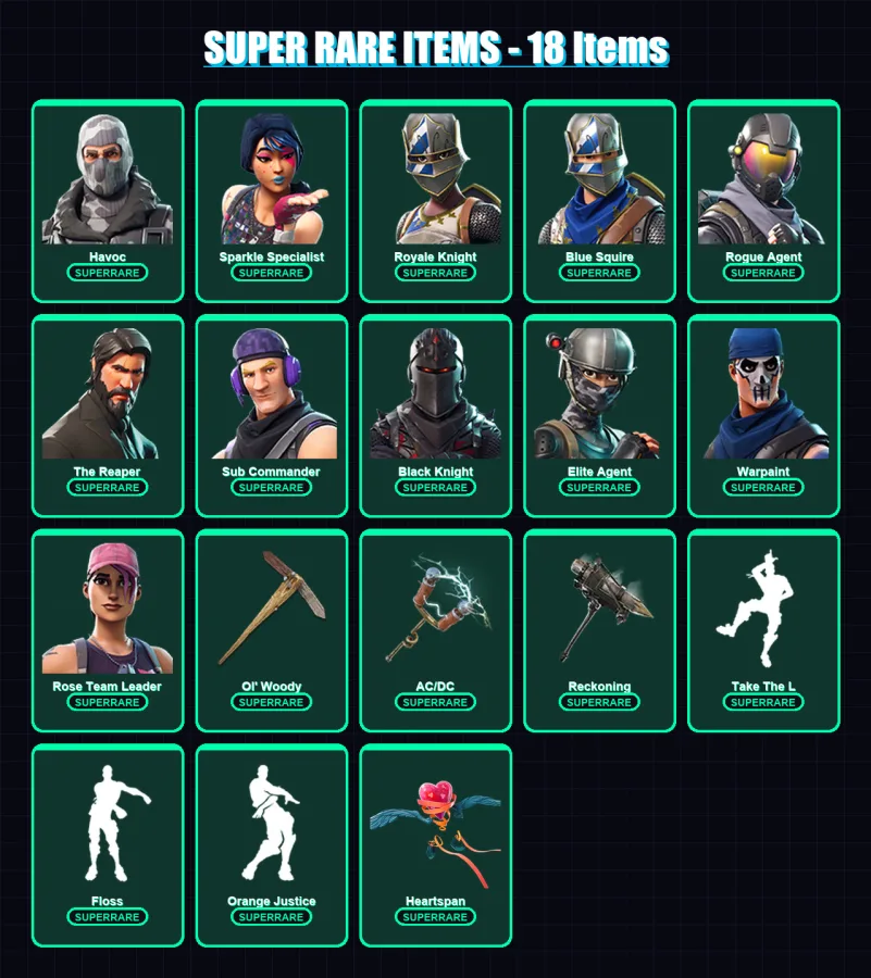 [PC/XBOX/PSN] | Havoc | Sparkle Specialist | Royale Knight | Blue Squire | Rogue Agent | 73 skin | 71 pickaxe | 70 emote | 69 glider | Lv850
