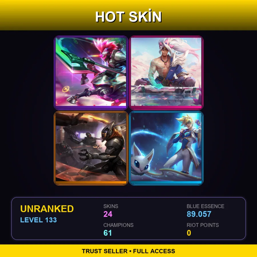 LAN | Lv133 | Unranked | 24 Skin | 61 Champ