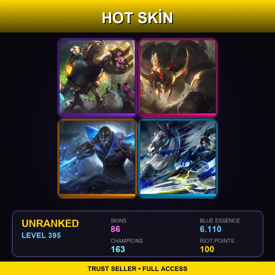 LAN | Victorious Blitzcrank | Conqueror Alistar | Hextech Kassadin | Warring Kingdoms Xin Zhao | 86 Skin | 163 Champ | Lv395