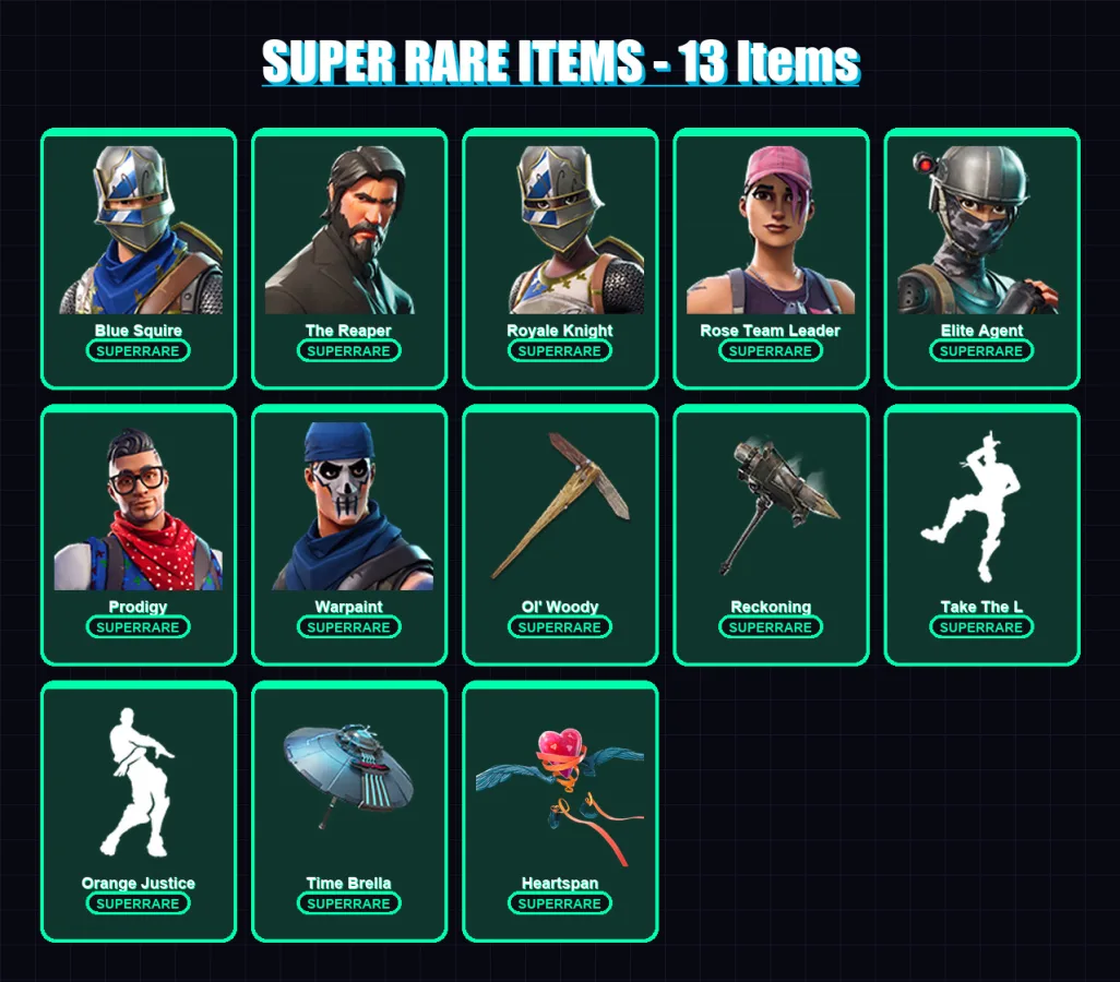 [PS4/PS5/XBOX/PC] | Blue Squire | The Reaper | Royale Knight | Rose Team Leader | Elite Agent | 45 skin | 93 pickaxe | 75 emote | 83 glider | Lv1067