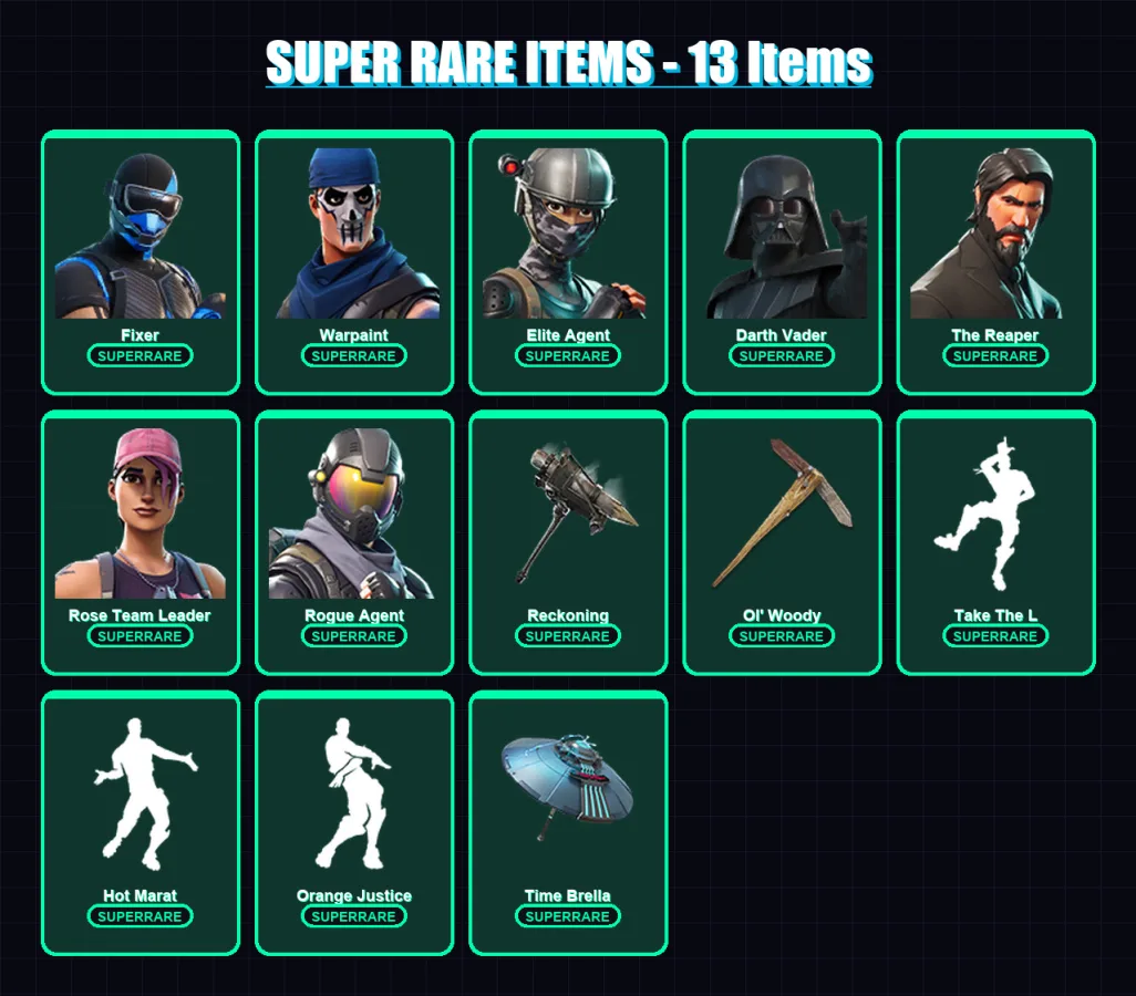 [PC/XBOX] | Fixer | Warpaint | Elite Agent | Darth Vader | The Reaper | 116 skin | 117 pickaxe | 112 emote | 116 glider | Lv1477 — Fortnite account