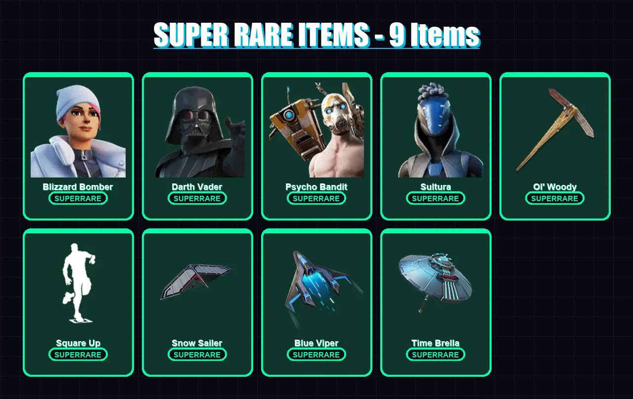 [PS4/PS5/XBOX/PC] | Blizzard Bomber | Darth Vader | Psycho Bandit | Sultura | Valeria | 271 skin | 274 pickaxe | 284 emote | 162 glider | Lv2126