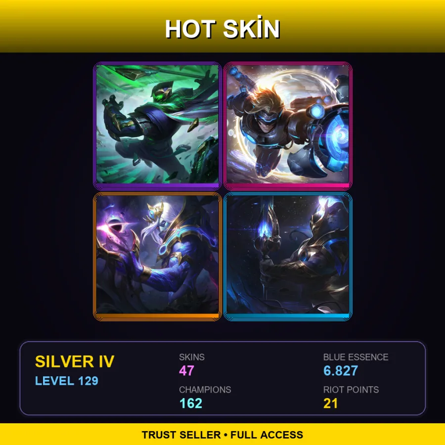 EUW | Conqueror Jax | Pulsefire Ezreal | Cosmic Devourer Vladimir | Cosmic Defender Xin Zhao | 47 Skin | 162 Champ | Silver IV | Lv129