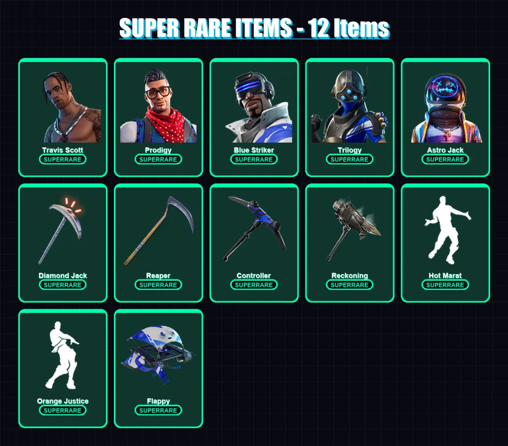 [PC/XBOX/PSN] | Travis Scott | Prodigy | Blue Striker | Trilogy | Astro Jack | 60 skin | 69 pickaxe | 77 emote | 68 glider | Lv1224