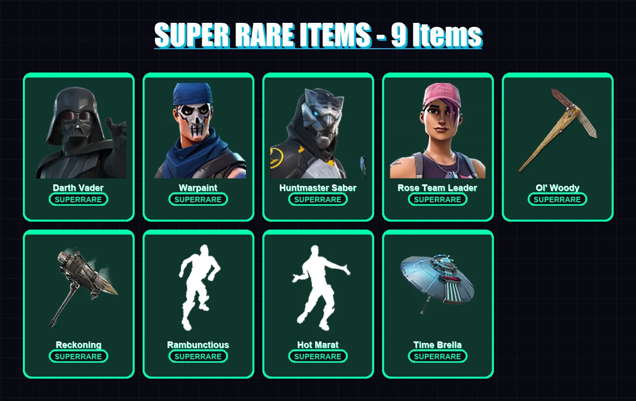 [PC/PSN] | Darth Vader | Warpaint | Huntmaster Saber | Rose Team Leader | Crackshot | 141 skin | 132 pickaxe | 153 emote | 129 glider | Lv1634
