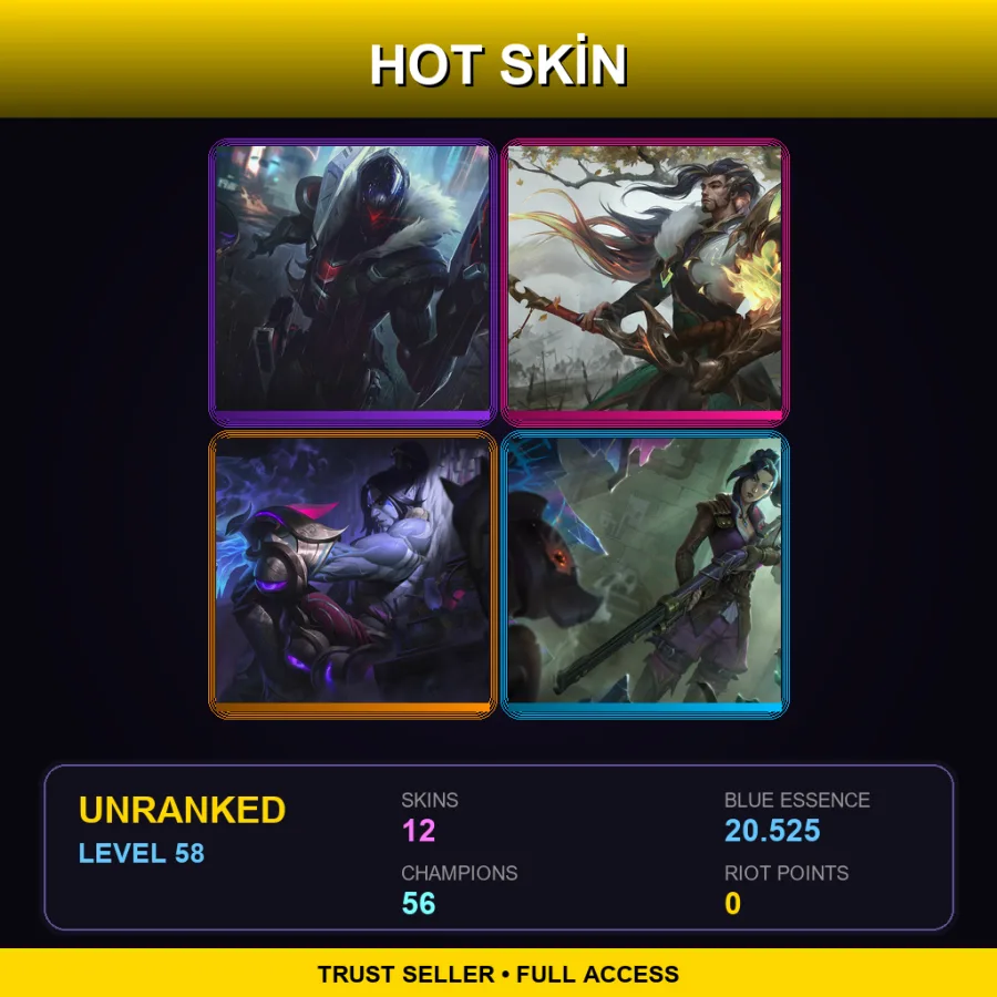 LAS | Lv58 | Unranked | 12 Skin | 56 Champ — LoL account