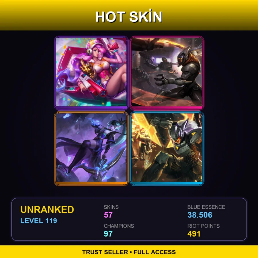 LAN | Lv119 | Unranked | 57 Skin | 97 Champ — Demacia Vice Garen