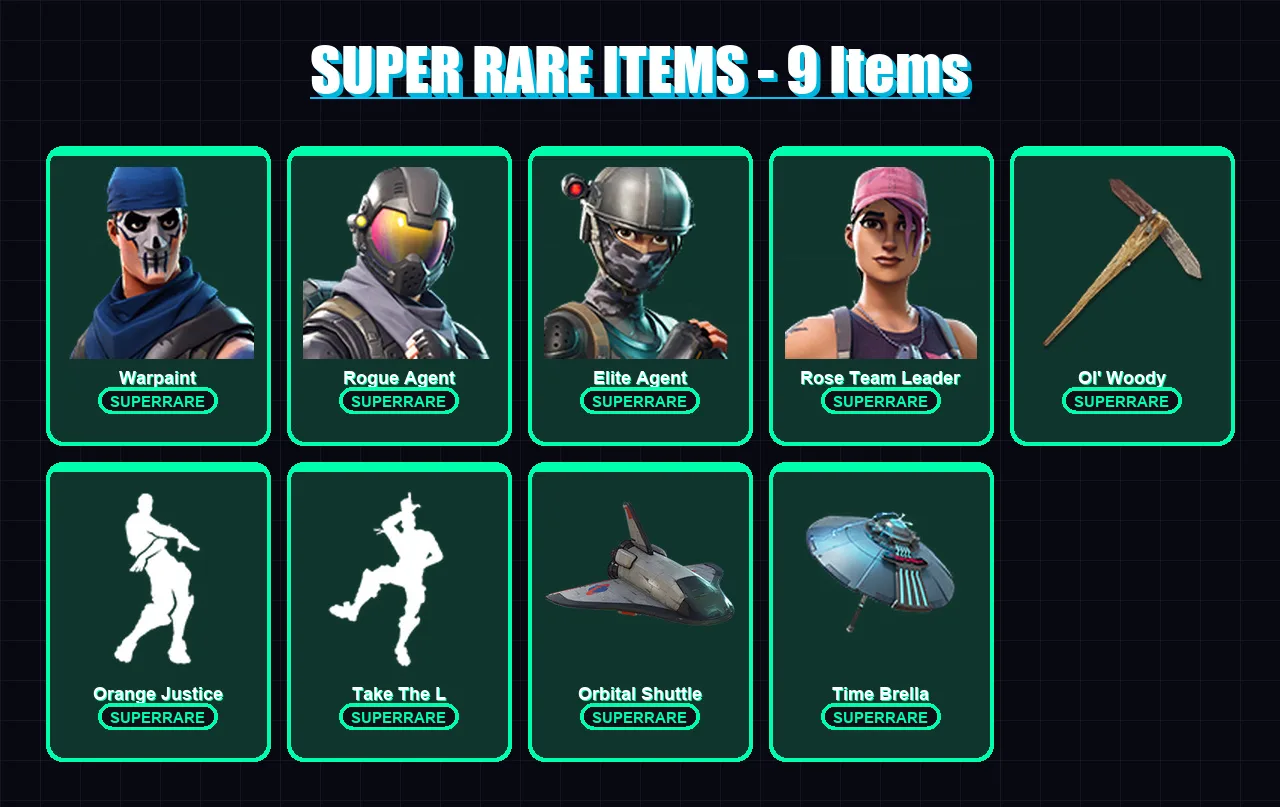 [PC/PSN] | Warpaint | Rogue Agent | Elite Agent | Rose Team Leader | Carbide | 49 skin | 50 pickaxe | 64 emote | 57 glider | Lv762