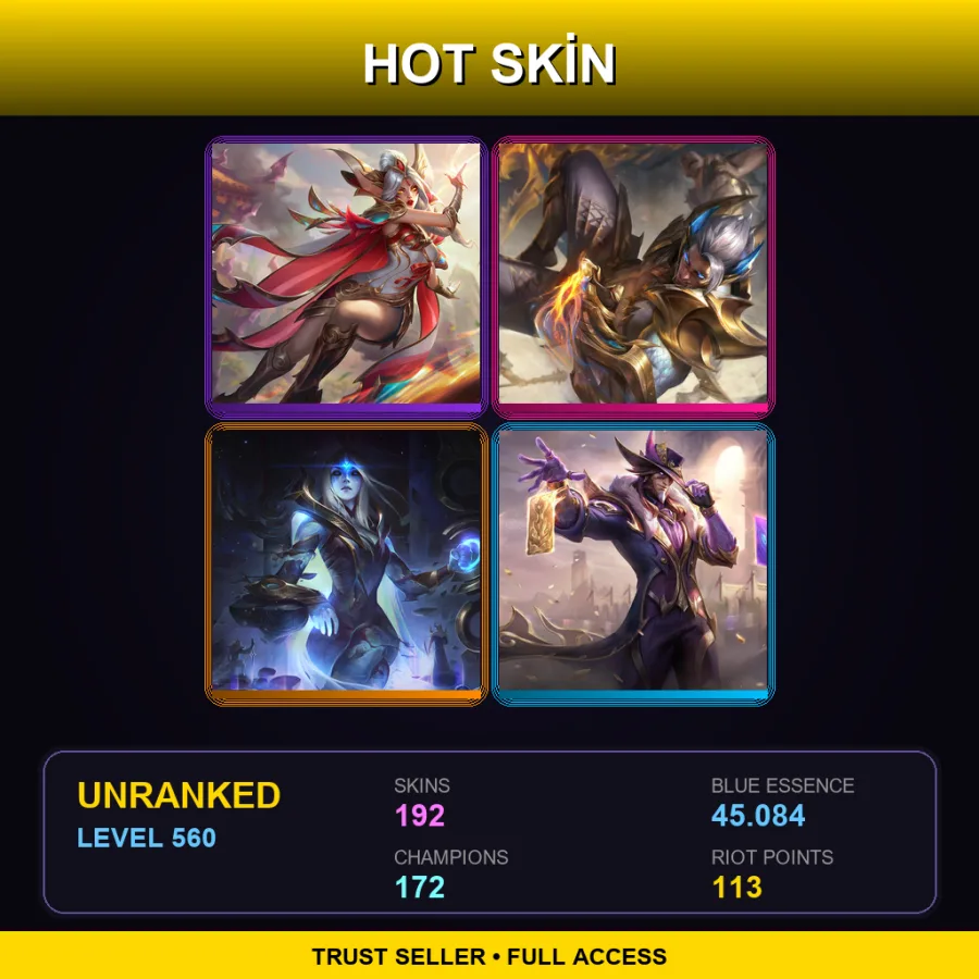 VN | Lv560 | Unranked | 192 Skin | 172 Champ — Pentakill Yorick