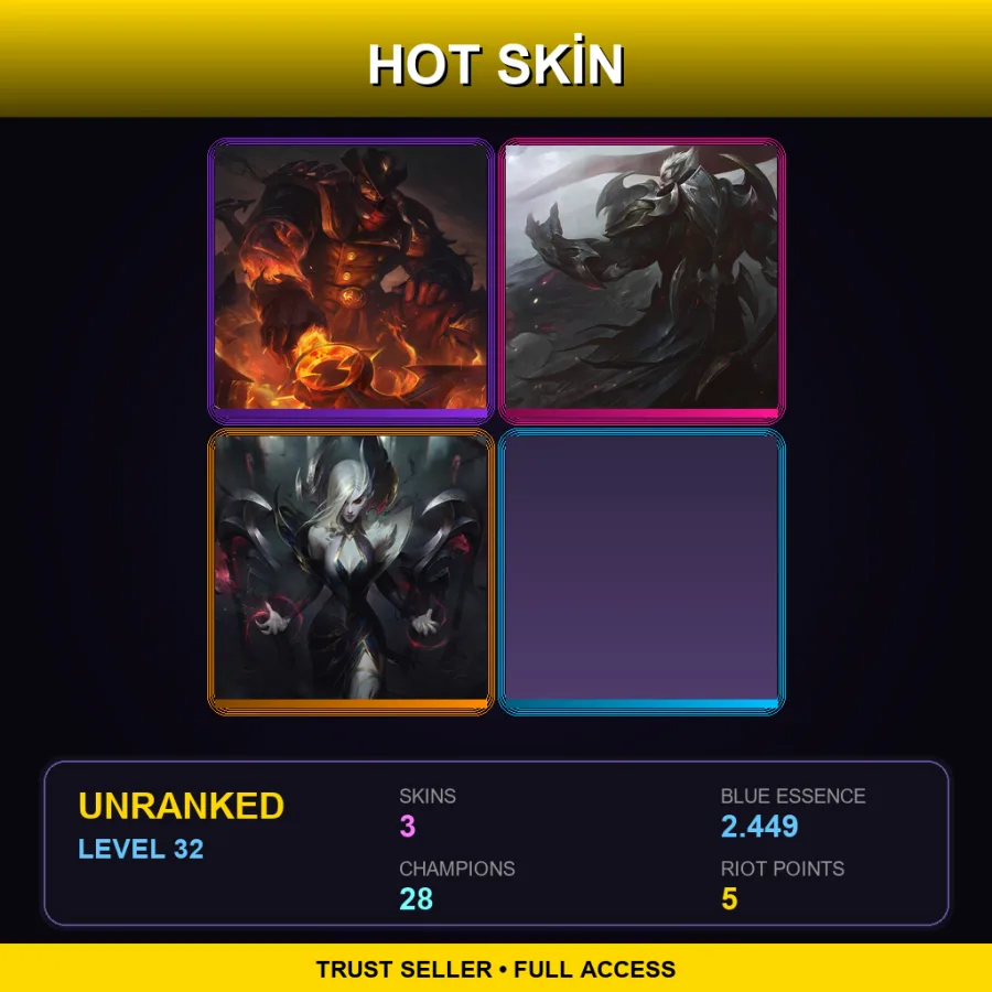 EUW | Lv32 | Unranked | 3 Skin | 28 Champ