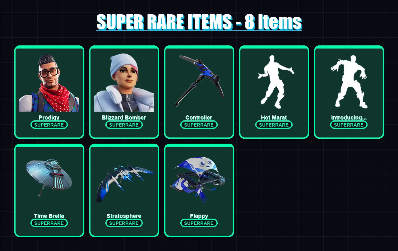 [PS4/PS5/XBOX/PC] | Prodigy | Blizzard Bomber | Hybrid | Frostbite | Mandalorian | 76 skin | 81 pickaxe | 86 emote | 92 glider | Lv1174