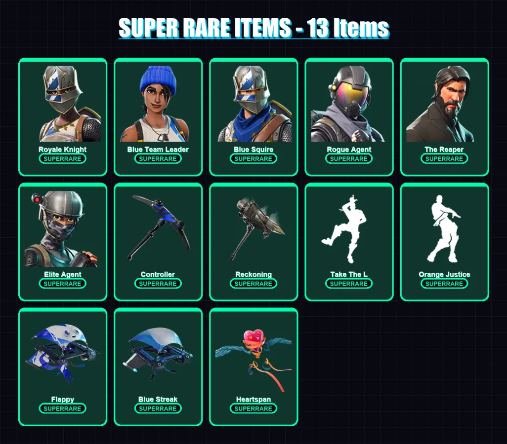 [PC/XBOX/PSN] | Royale Knight | Blue Team Leader | Blue Squire | Rogue Agent | The Reaper | 62 skin | 53 pickaxe | 71 emote | 67 glider | Lv879 — Fortnite account