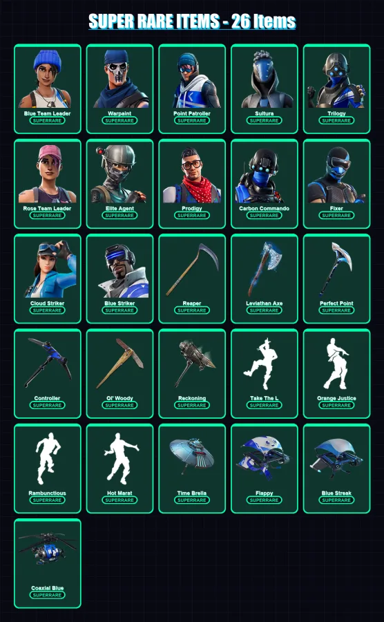 [PS4/PS5/XBOX/PC] | Blue Team Leader | Warpaint | Point Patroller | Sultura | Trilogy | 149 skin | 148 pickaxe | 149 emote | 138 glider | Lv1954 — Fortnite account