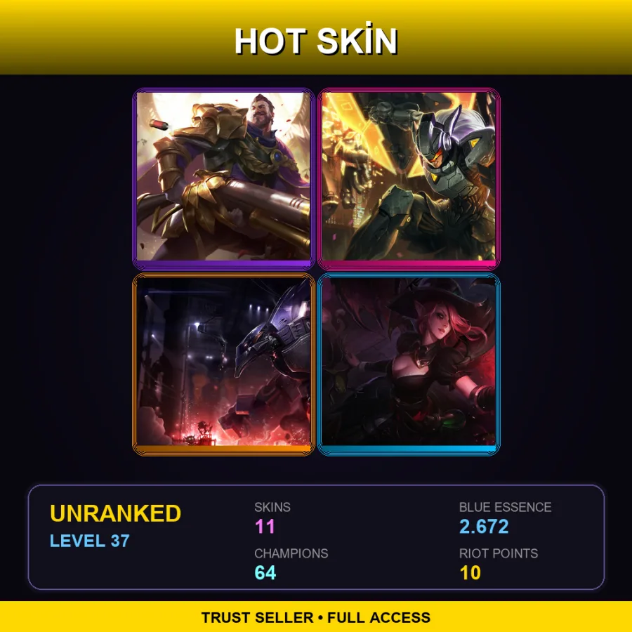 BR | Lv37 | Unranked | 11 Skin | 64 Champ — LoL account