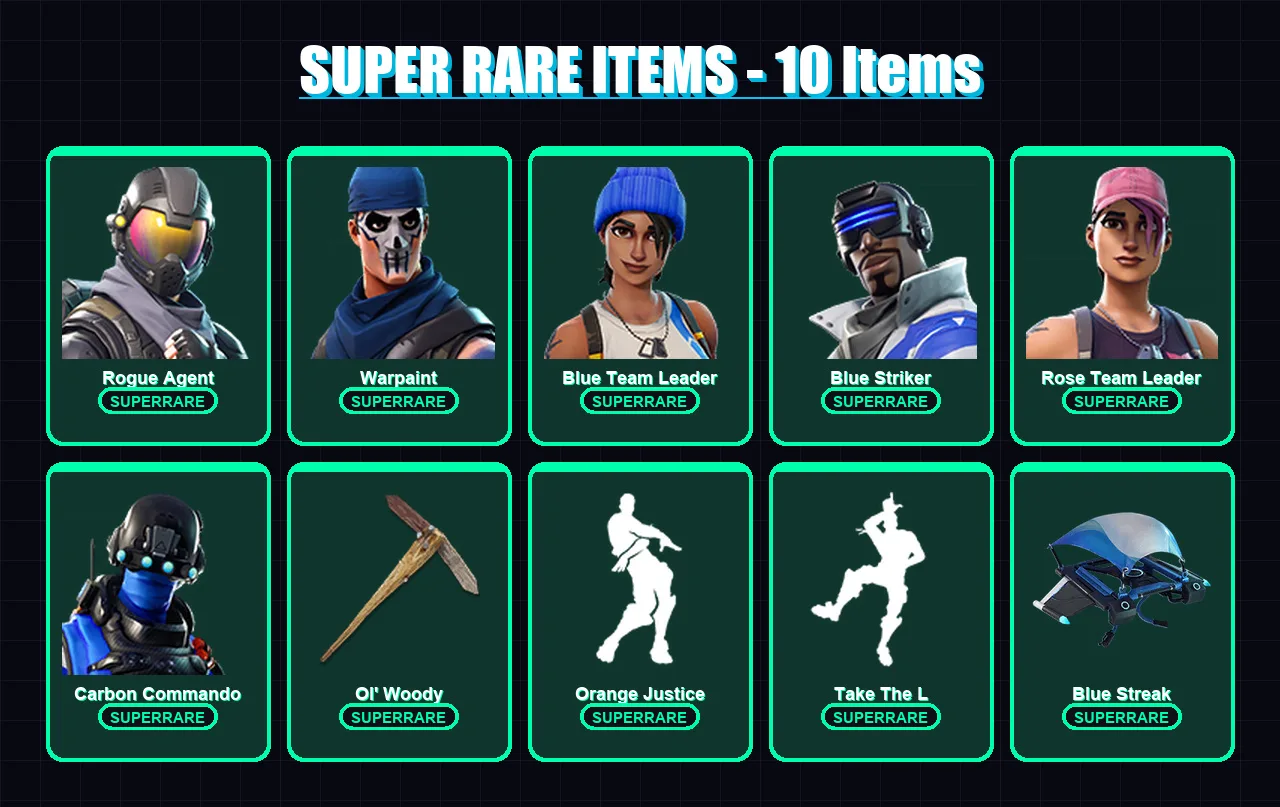 [PS4/PS5/XBOX/PC] | Rogue Agent | Warpaint | Blue Team Leader | Blue Striker | Rose Team Leader | 26 skin | 20 pickaxe | 30 emote | 22 glider | Lv17