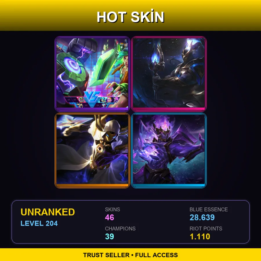 NA | Lv204 | Unranked | 46 Skin | 39 Champ — LoL account
