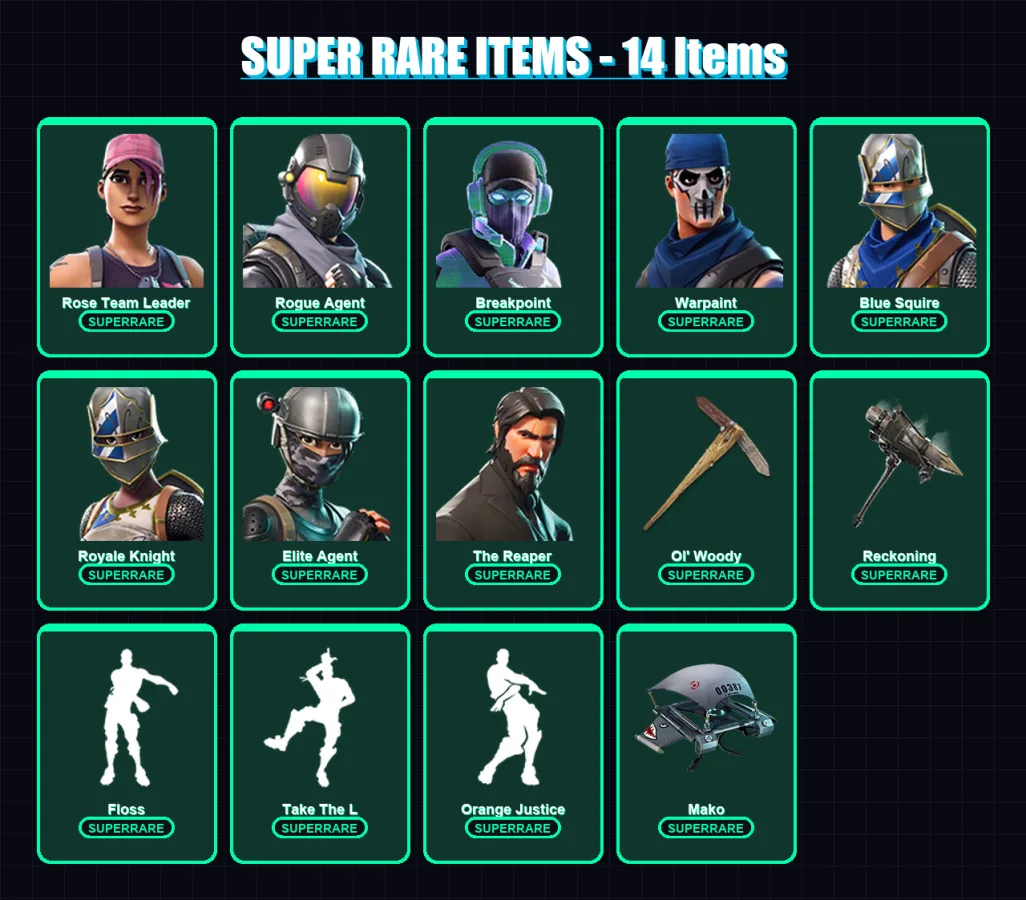 [SWITCH/PSN/PC] | Rose Team Leader | Rogue Agent | Breakpoint | Warpaint | Blue Squire | 107 skin | 59 pickaxe | 87 emote | 61 glider | Lv652 — Fortnite account