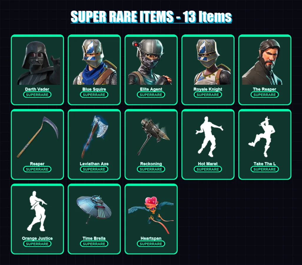 [PC/XBOX] | Darth Vader | Blue Squire | Elite Agent | Royale Knight | The Reaper | 189 skin | 200 pickaxe | 137 emote | 163 glider | Lv2470