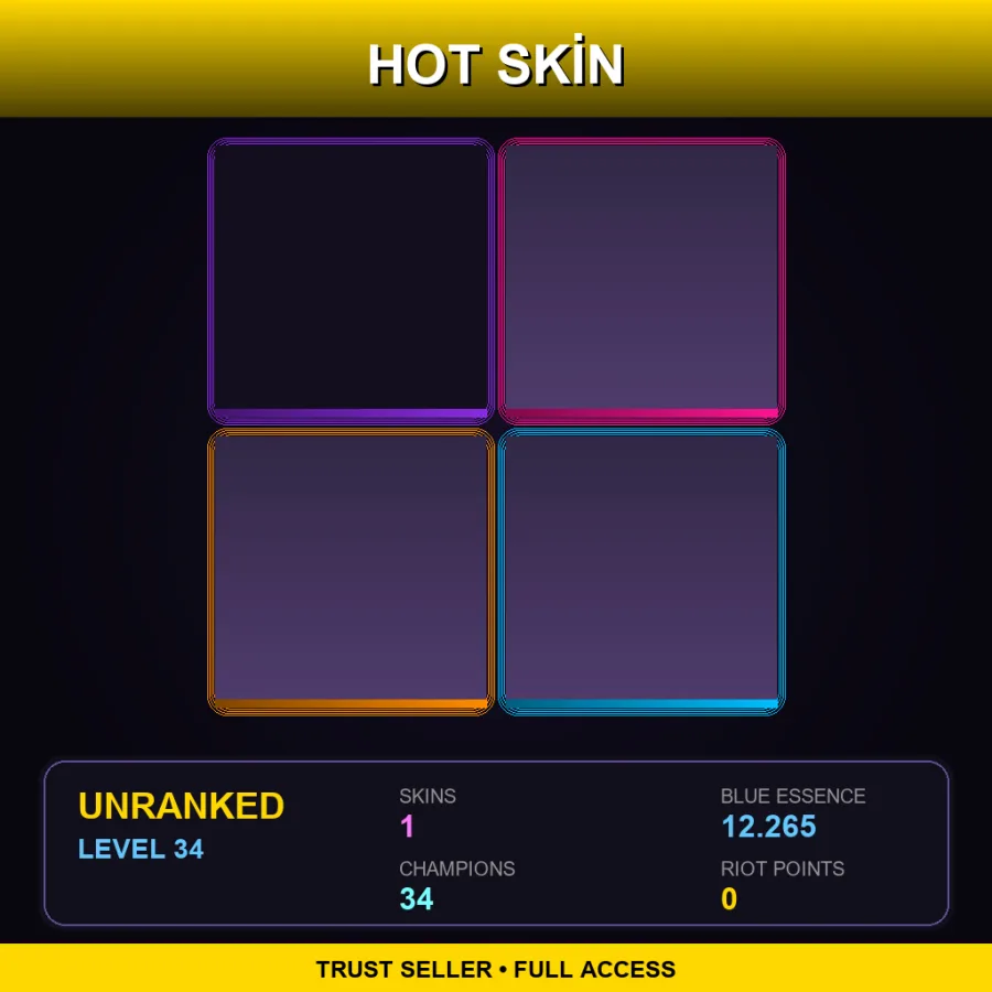 BR | Lv34 | Unranked | 1 Skin | 34 Champ