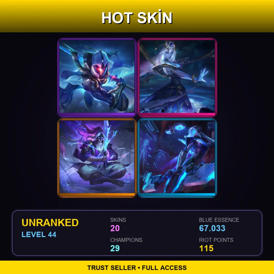 LAS | Lv44 | Unranked | 20 Skin | 29 Champ