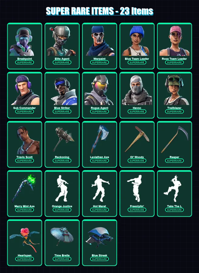 [PC/XBOX] | Breakpoint | Elite Agent | Warpaint | Blue Team Leader | Rose Team Leader | 226 skin | 219 pickaxe | 183 emote | 191 glider | Lv2631