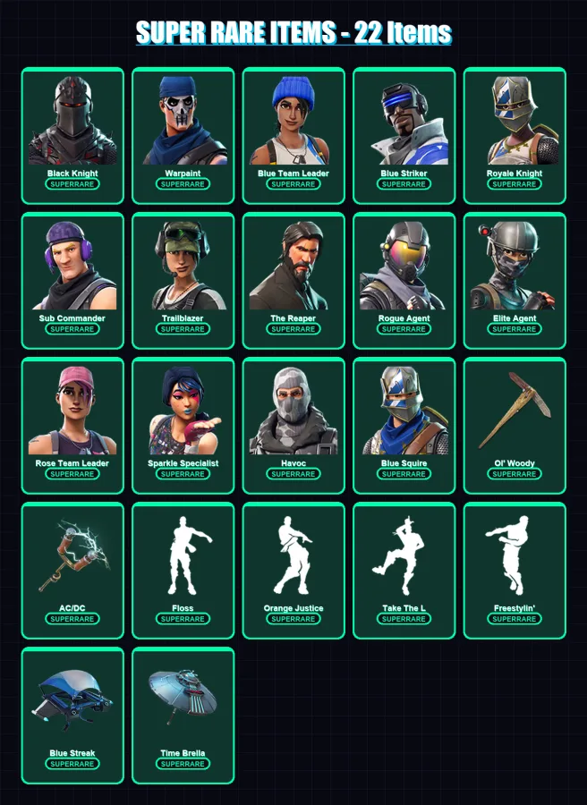[PC/XBOX] | Black Knight | Warpaint | Blue Team Leader | Blue Striker | Royale Knight | 100 skin | 138 pickaxe | 121 emote | 114 glider | Lv2007