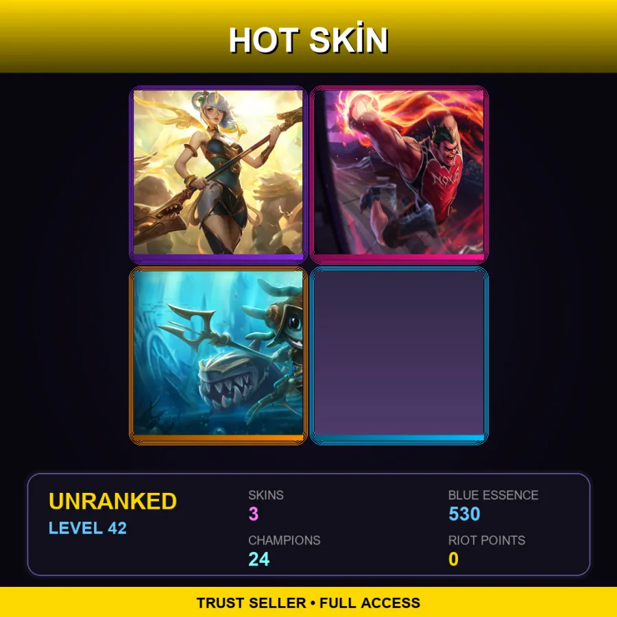 TR | Lv42 | Unranked | 3 Skin | 24 Champ — LoL account