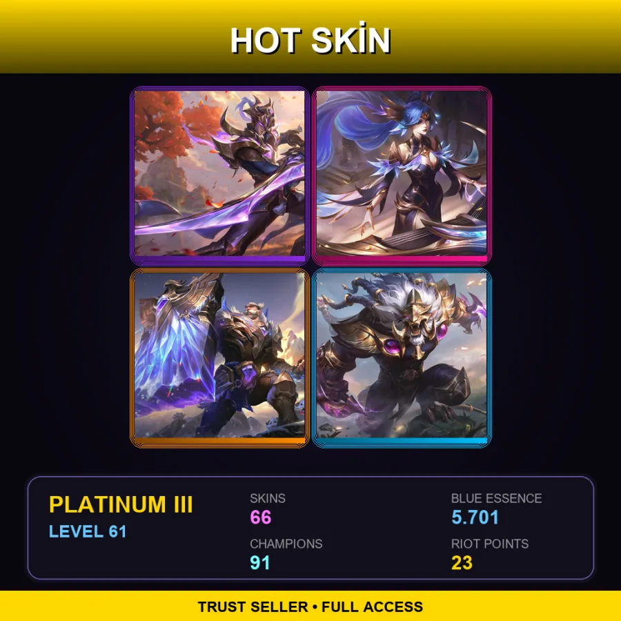EUNE | Lv61 | Platinum III | 66 Skin | 91 Champ