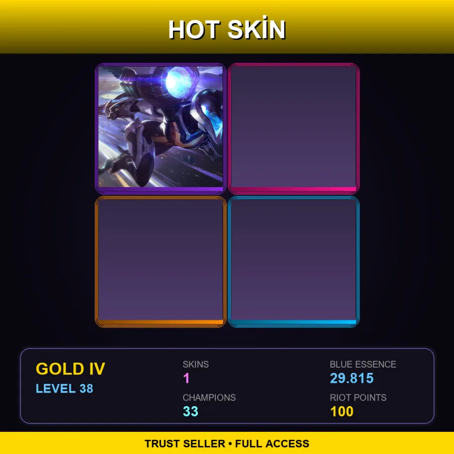 EUW | Lv38 | Gold IV | 1 Skin | 33 Champ