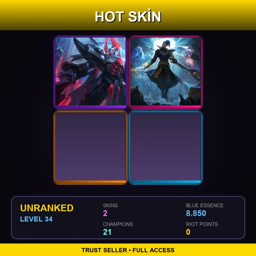 TR | Lv34 | Unranked | 2 Skin | 21 Champ — LoL account