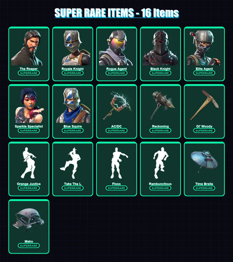 [PC/PSN] | The Reaper | Royale Knight | Rogue Agent | Black Knight | Elite Agent | 52 skin | 53 pickaxe | 57 emote | 58 glider | Lv893