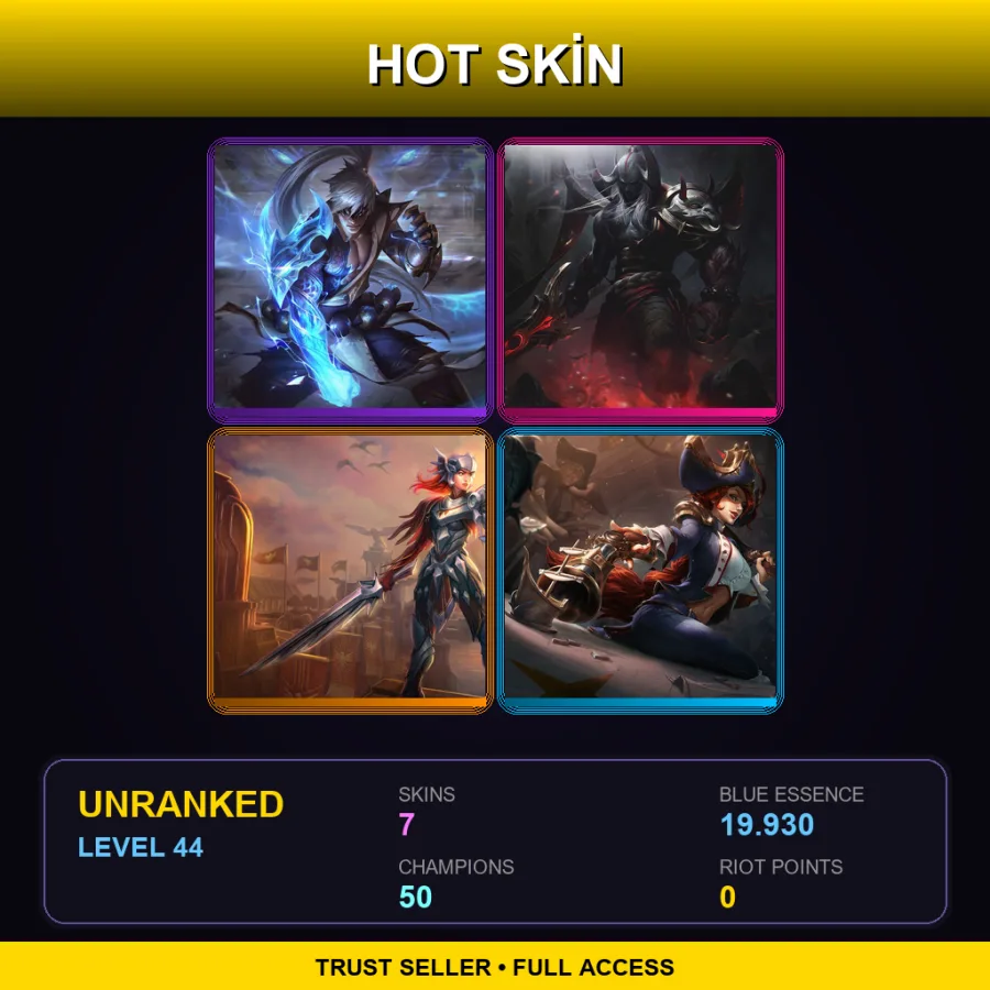 EUNE | Lv44 | Unranked | 7 Skin | 50 Champ — LoL account