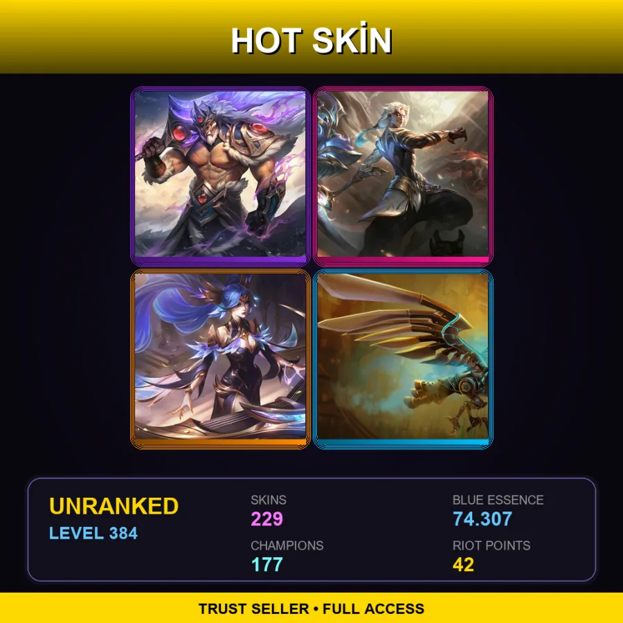 TR | Lv384 | Unranked | 229 Skin | 177 Champ