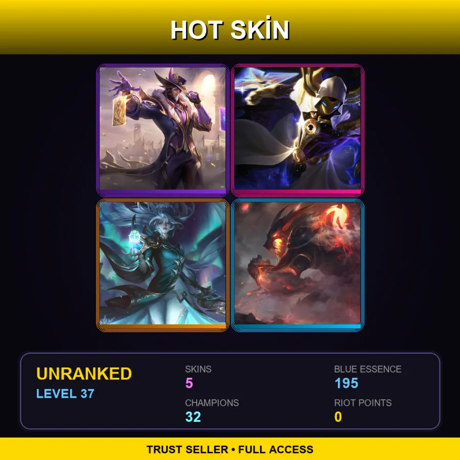 EUW | Lv37 | Unranked | 5 Skin | 32 Champ