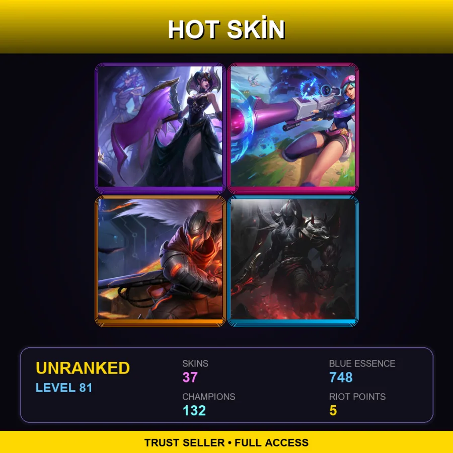 VN | Lv81 | Unranked | 37 Skin | 132 Champ — LoL account